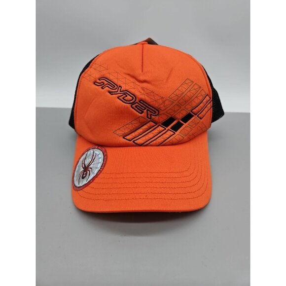 Spyder Snapback Trucker Hat Orange And Black Mesh One Size New With Tags - Picture 1 of 8